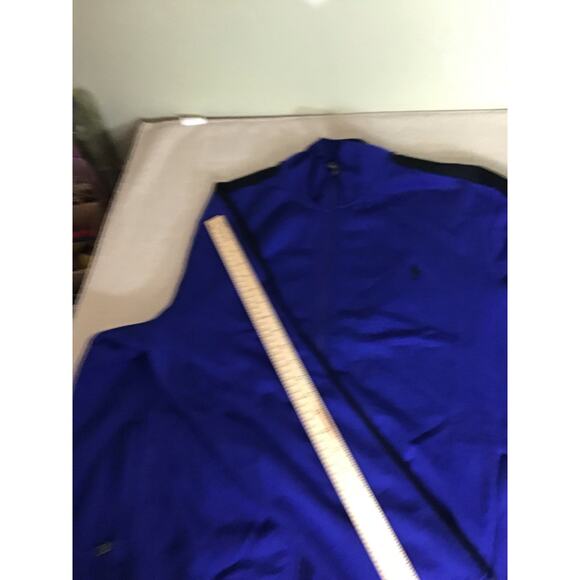Ralph Lauren Polo Mens Mock Neck Zip up Sweat Jacket Sz. XL Blue/Black EUC - Picture 7 of 11